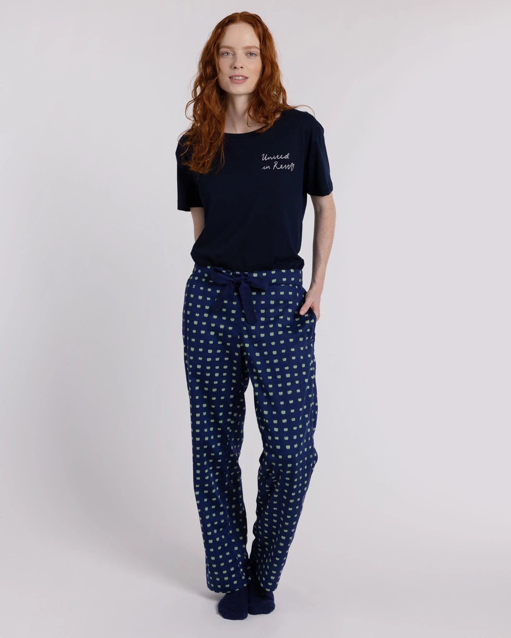 Organic Cotton Navy Pyjama Bottoms, Pipped